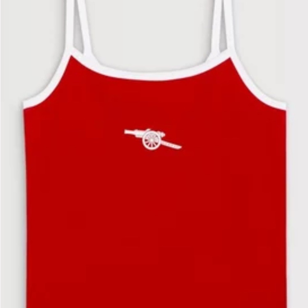 Red Women's Tank Top with White Trim